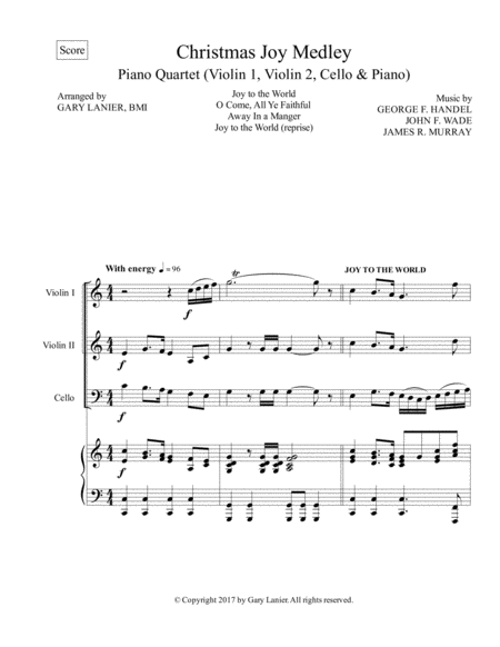 Christmas Joy Medley Piano Quartet Violin 1 Violin 2 Cello And Piano With Score Parts Page 2