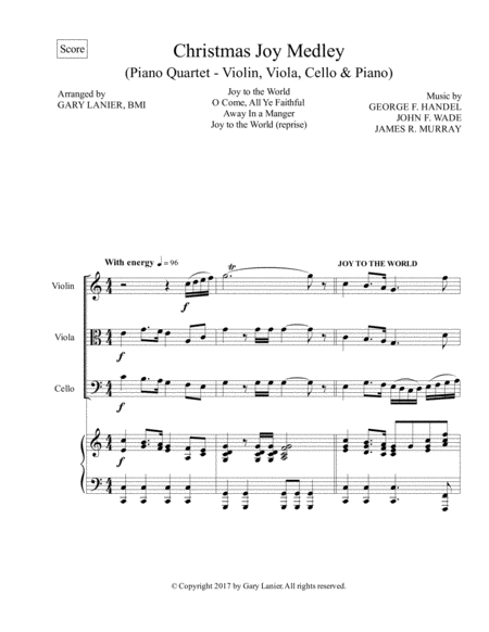 Christmas Joy Medley Piano Quartet Violin Viola Cello And Piano With Score Parts Page 2