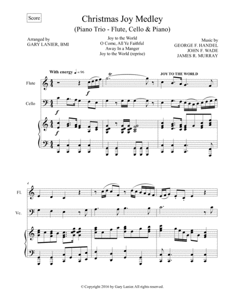 Christmas Joy Medley Trio Flute Cello Piano With Parts Page 2