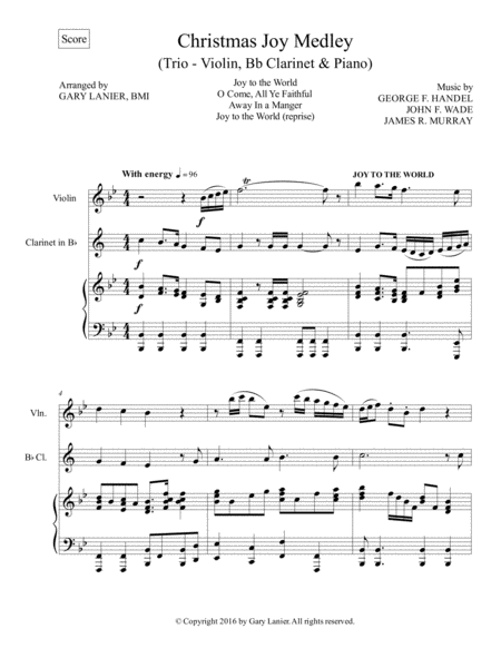 Christmas Joy Medley Trio Violin Bb Clarinet Piano With Parts Page 2