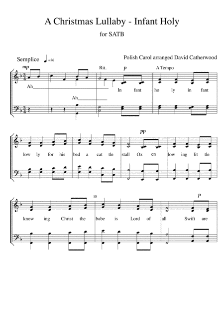 Christmas Lullaby Infant Holy Infant Lowly Polish Carol Arranged For Satb By David Catherwood Page 2