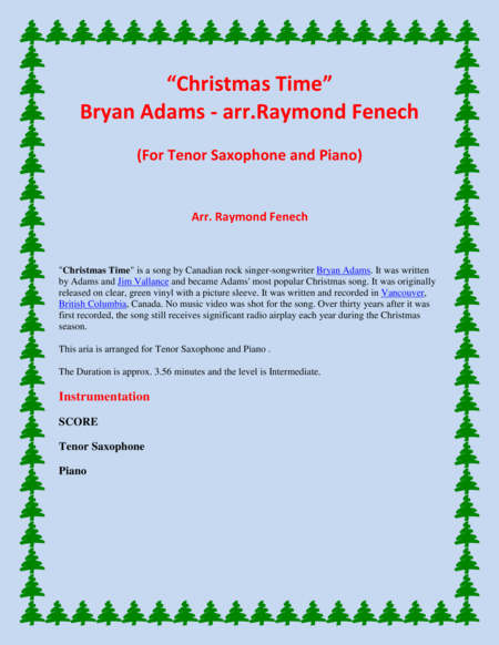 Christmas Time Bryan Adams Chamber Music Tenor Saxophone And Piano Page 2