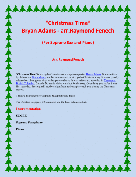 Christmas Time Bryan Adams Woodwind Chamber Music Soprano Saxophone And Piano Page 2