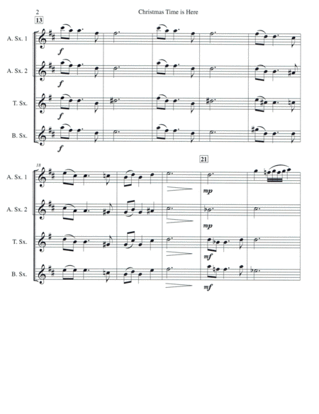 Christmas Time Is Here For Saxophone Quartet Page 2