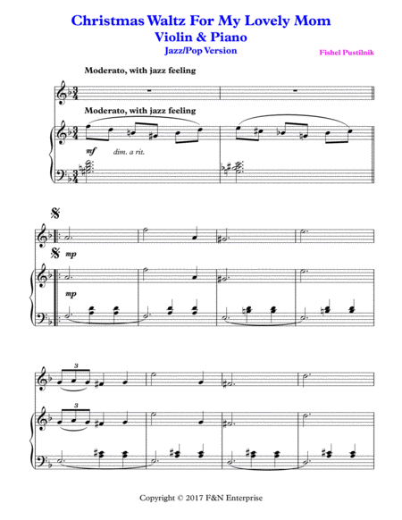 Christmas Waltz For My Lovely Mom For Violin And Piano Page 2