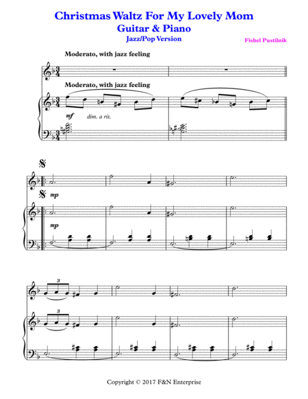 Christmas Waltz For My Lovely Mom Piano Background For Guitar And Piano Page 2