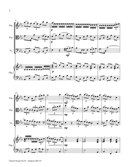 Church Sonata No 1 In Eb For String Trio Organ By Daniel Leo Simpson Page 2