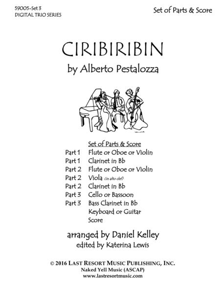 Ciribiribin For Woodwind Or Piano Trio Full Set Of Parts Page 2