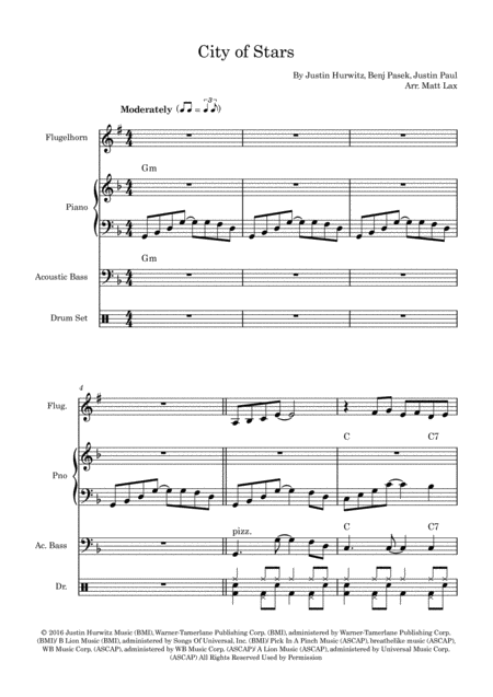 City Of Stars Flugelhorn Piano Bass Drums Page 2