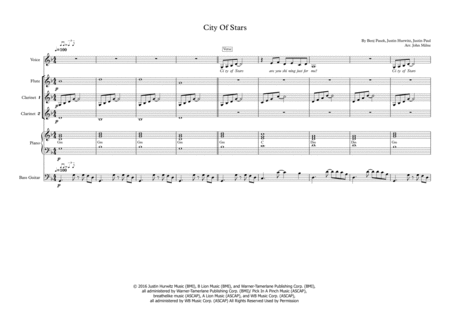 City Of Stars For Voice Flute 2 Clarinets Piano And Bass Guitar Page 2