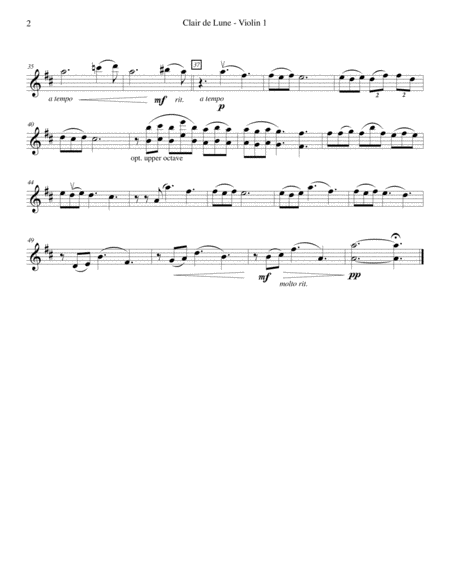 Clair De Lune Debussy Easy String Quartet Or Quintet Page 2