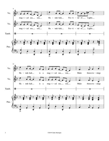 Clap For Hanukkah For 2 Part Choir Piano And Optional Tambourine Page 2