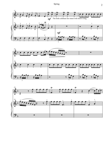 Classical Duets For Recorder Piano 4 Selections From Vivaldis Four Seasons Page 2