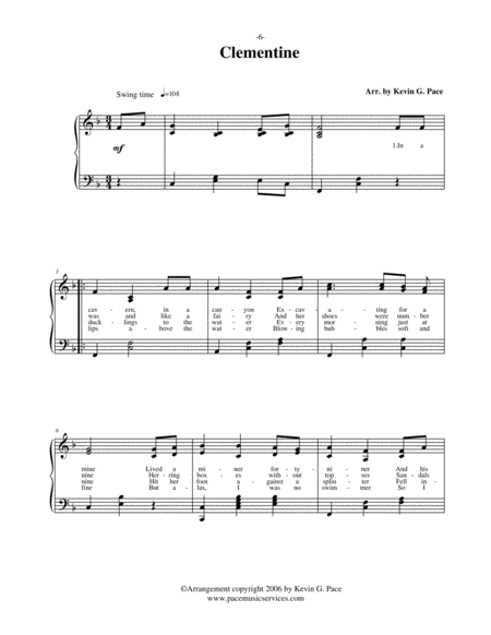 Clementine Vocal Solo With Piano Accompaniment Or Piano Solo Page 2