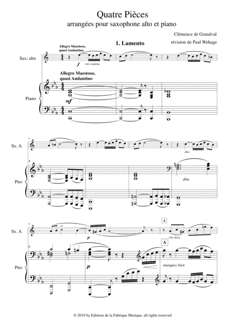 Clmenace De Grandval Quatre Pices Four Pieces For Alto Saxophone And Piano Page 2