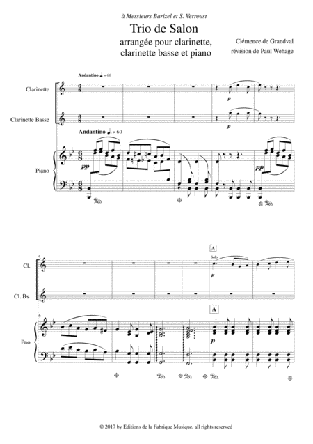 Clmence De Grandval Trio De Salon Opus 8 Arranged For Bb Clarinet Bass Clarinet And Piano Page 2