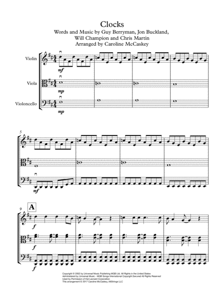 Clocks String Trio Violin Viola And Cello Page 2