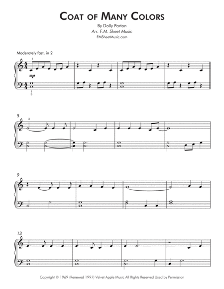 Coat Of Many Colors Easy Piano Page 2