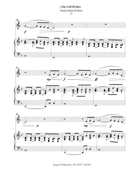 Coldplay A Sky Full Of Stars For French Horn Piano Page 2