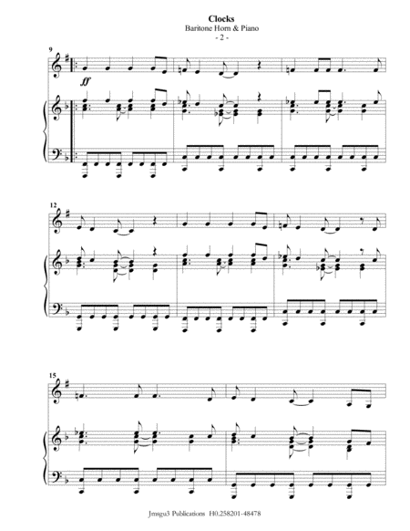 Coldplay Clocks For Baritone Horn Piano Page 2