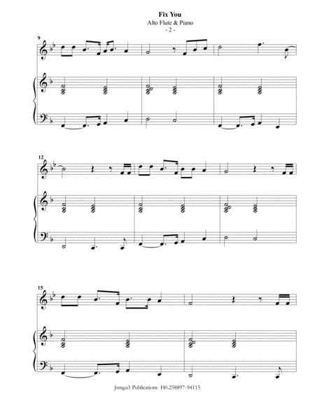 Coldplay Fix You For Alto Flute Piano Page 2