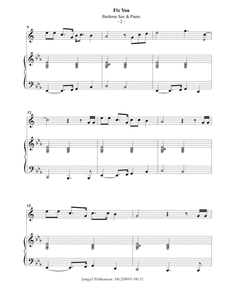 Coldplay Fix You For Baritone Sax Piano Page 2