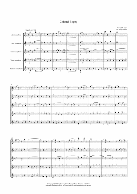 Colonel Bogey March Arr For Sax Quintet Flexible Instrumentation Page 2