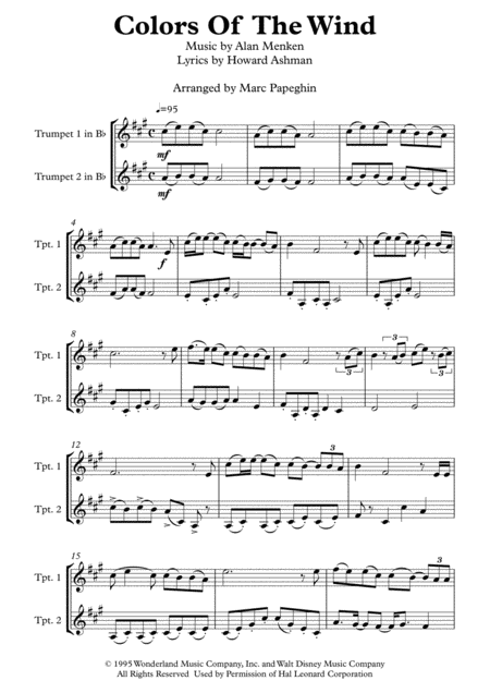 Colors Of The Wind From Pocahontas Trumpet Duet Page 2