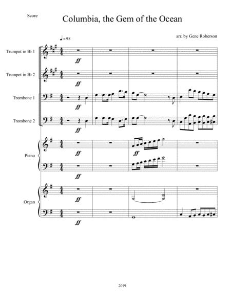 Columbia The Gem Of The Ocean Brass Organ Piano Page 2