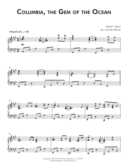 Columbia The Gem Of The Ocean Late Intermediate Piano Page 2