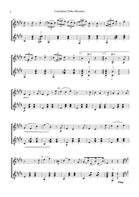 Columbine Polka Mazurka For Flute And Guitar Page 2