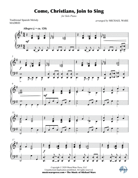 Come Christians Join To Sing Solo Piano Page 2