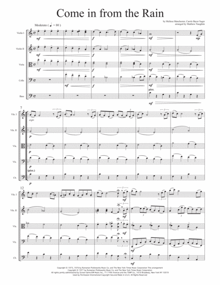 Come In From The Rain For String Orchestra Page 2
