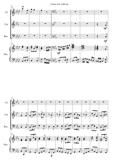 Come Live With Me For Flute Cor Anglais Bassoon And Piano Page 2