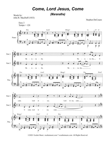 Come Lord Jesus Come Maranatha For Unison 2 Part Treble Page 2