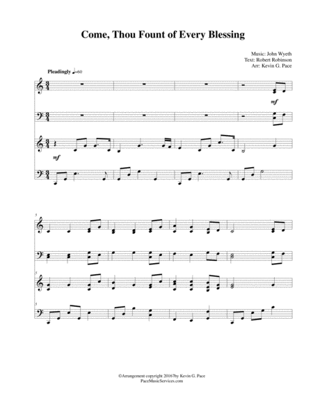 Come Thou Fount Of Every Blessing Easy Piano Solo With 2nd Piano Duet Page 2