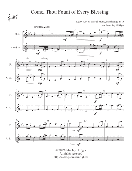 Come Thou Fount Of Every Blessing For Flute And Alto Saxophone Page 2