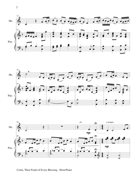 Come Thou Fount Of Every Blessing Horn Piano And Horn Part Page 2