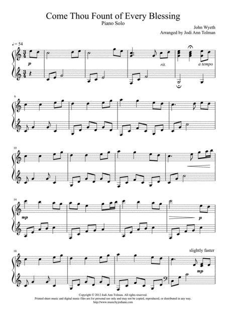 Come Thou Fount Of Every Blessing Piano Solo Page 2