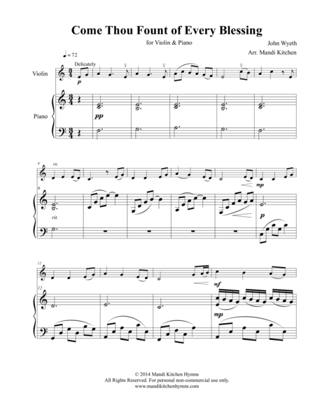 Come Thou Fount Of Every Blessing Violin Piano Page 2