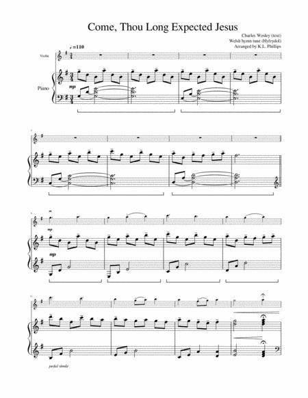 Come Thou Long Expected Jesus Violin Solo With Piano Accompaniment Page 2