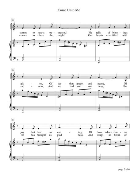 Come Unto Me Vocal Solo Page 2