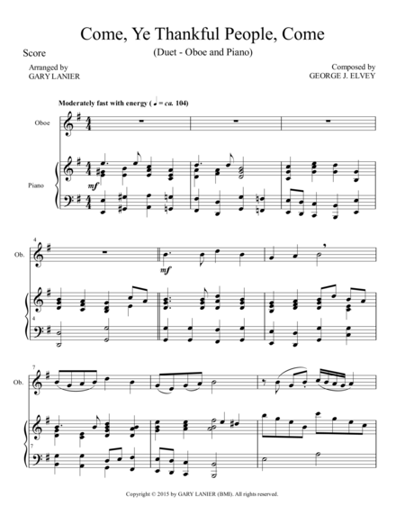 Come Ye Thankful People Come Duet Oboe And Piano Score And Parts Page 2