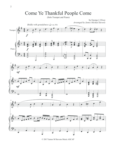 Come Ye Thankful People Come Trumpet Piano Page 2