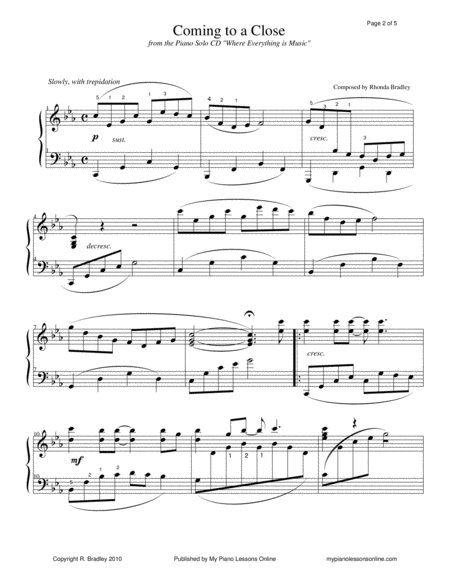 Coming To A Close Level 4 Piano Solo Page 2