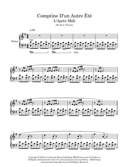 Comptine D Un Autret L Aprs Midi From Amelie Arranged For Intermediate Piano Page 2