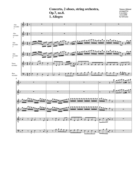 Concerto 2 Oboes String Orchestra Op 7 No 8 Arrangement For 6 Recorders Page 2