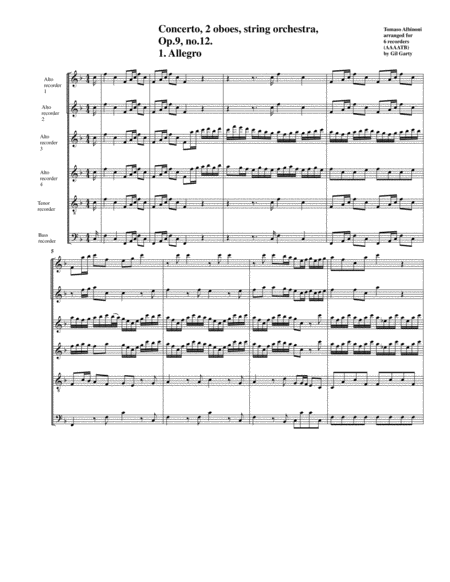 Concerto 2 Oboes String Orchestra Op 9 No 12 Arrangement For 6 Recorders Page 2