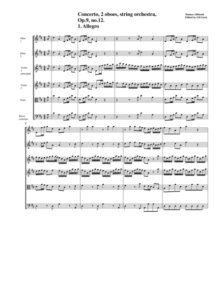 Concerto 2 Oboes String Orchestra Op 9 No 12 D Major Original Version Score And Parts Page 2