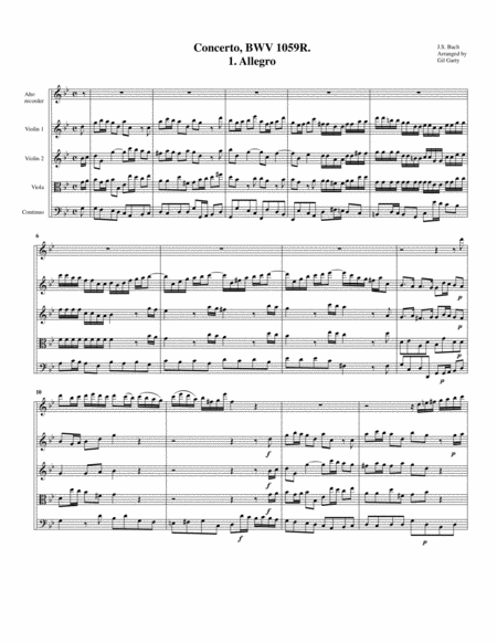 Concerto Bwv 1059r Arrangement For Alto Recorder And String Orchestra Page 2